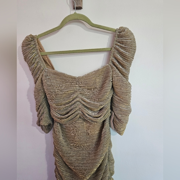 NEW Miss Circle Gold Ruched Maxi Dress - Picture 10 of 10